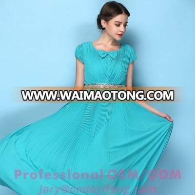 New fashion short sleeve chiffon long dress for party