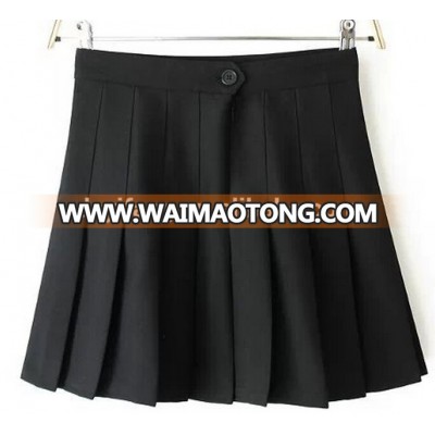 modern Ladies twill black mini short skirt casual pleated skirt wholesale