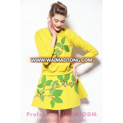 Summer new design mini leaf mini appliqued skirt in Guangzhou